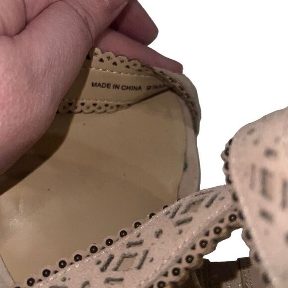 Sole Society Blush Tan Strappy Heels Open Toe Neutral Sandals Suede Sz 9.5 - Picture 8 of 9